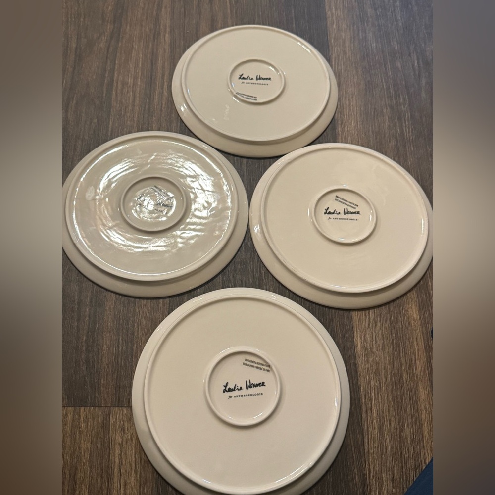 Set of 4 Leslie Weaver for Anthropologie Dessert PlatesColorful Artistic Plates - Picture 4 of 5